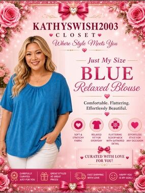 Just My Size Blue Relaxed Blouse
